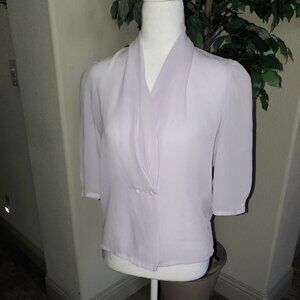 Vintage Lavender Drape-Front Chiffon Blouse